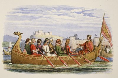 The Barge of Edgar Manned by Eight Kings on the Dee, 973 AD, from A Chronicle of England BC 55 to AD 1485, Published London, 1863 by James William Edmund Doyle